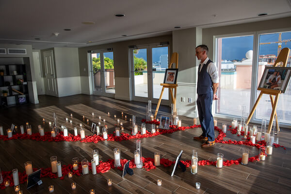 groom-to-be waiting anxiously for his girlfriend's arrival