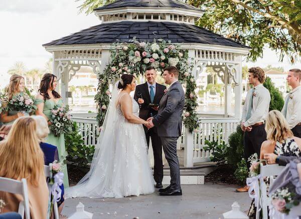 Tampa bride and groom exchanging wedding vows