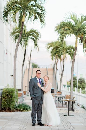 Bride and groom in downtown Tampa