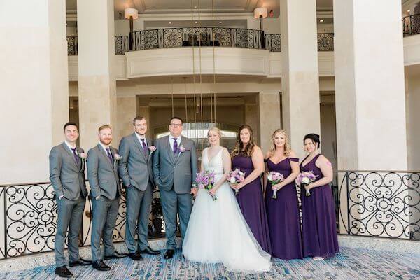 Tampa couple adn wedding party at the Marriott Tampa Water Street