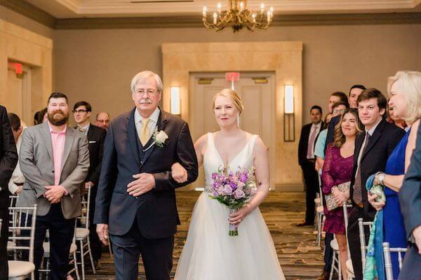 Tampa bride walking down the aisle with her father