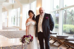 Bride and groom who were high school friends