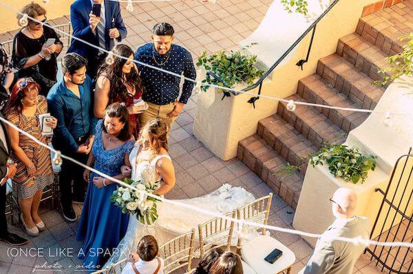 bride walking down the aisle eat the Powel Crosley Estate