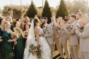 Bride and groom with their weding party after their Dade City wedding