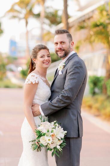 Bride and groom at the Wyndham Grand Clearwater Beach