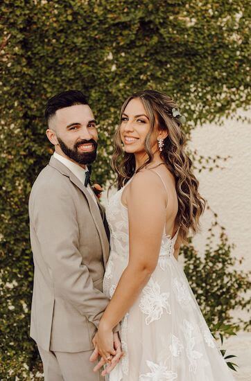 Calm, relaxed couple before their wedding cermeony