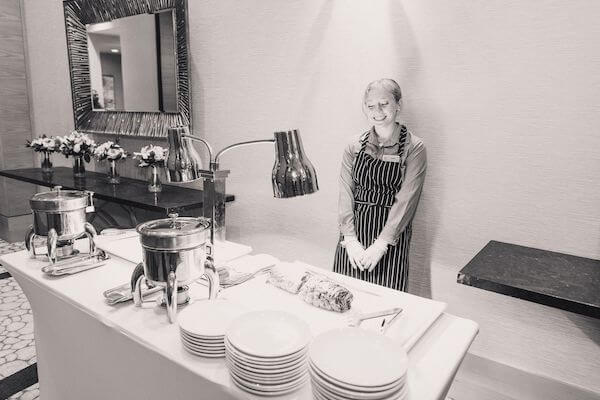 Carving station and attendant at a Wyndham Grand Clearwater Beach wedding reception