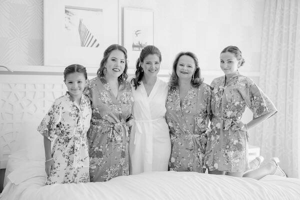 bride with wedding party in robes