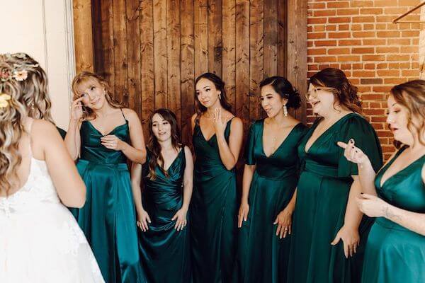 Bride's first look with her wedding party