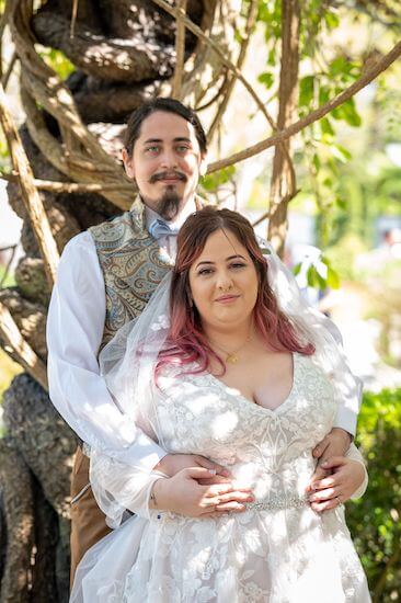 Bride and groom enjoying a very important date