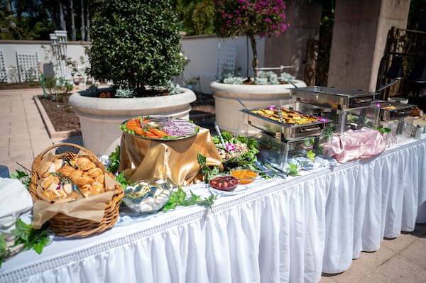 Delicious brunch reception for a wonderland themed wedding reception