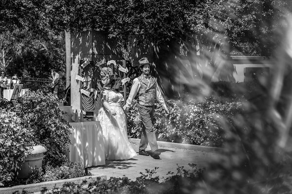 Newlyweds make their entrance to their wedding reception