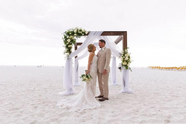 bride and groom before their clearwater beach wedding