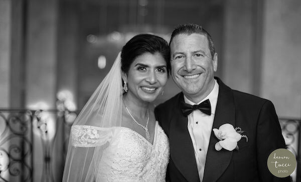 Bride and groom before their reception