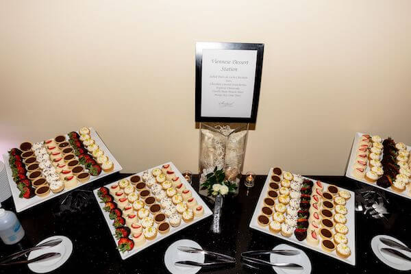 Dessert station at a Sandpearl Resort wedding reception