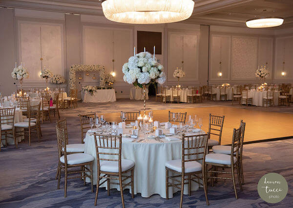 Tampa wedding reception dressed in white and gold