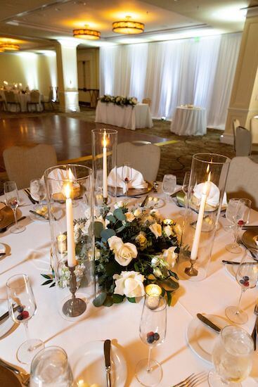 Sandpearl Resort white and gold wedding reception