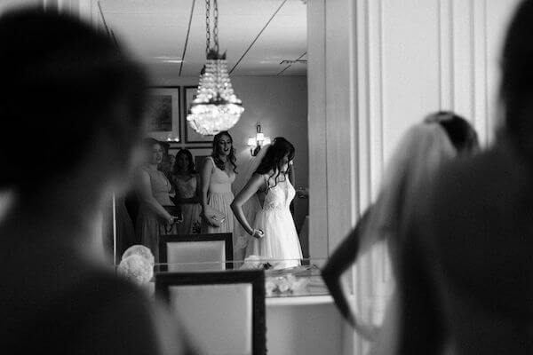 Bride getting dressed for her Tampa wedding