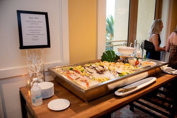 Raw bar at a Sandpearl Resort wedding cocktail hour