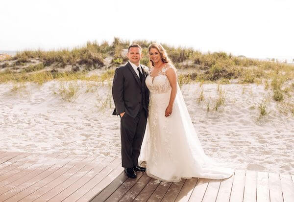 Bride and groom on Clearwater Beach