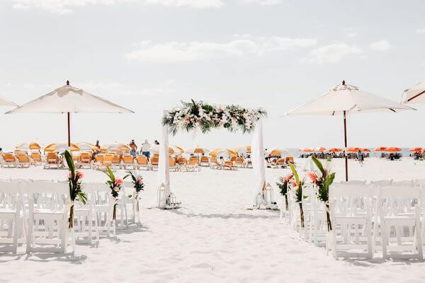 Beach wedding ceremony at the Sandpearl Resort