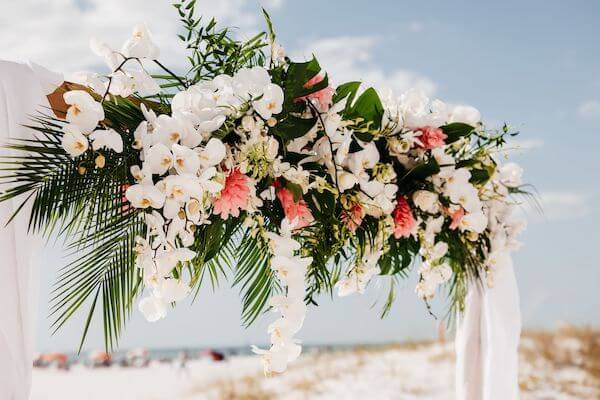 Wedding arch with tropical flowers