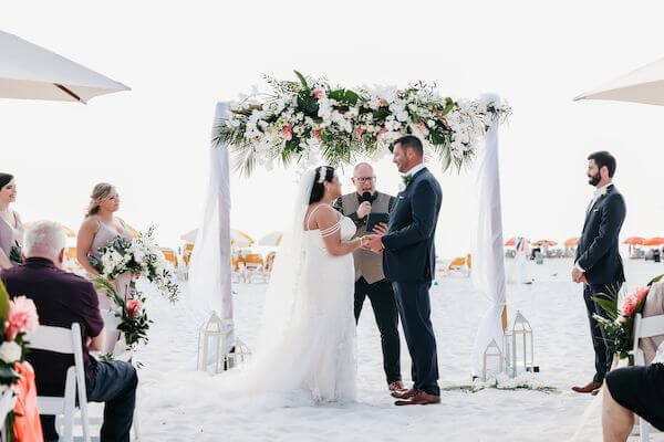 Beach wedding ceremony at the Sandpearl Resort