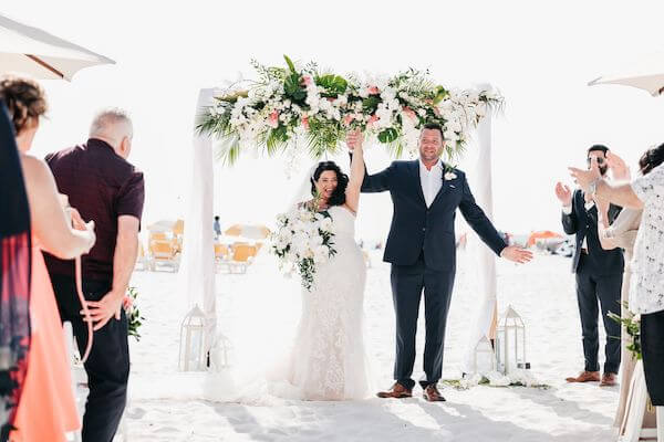 Happy Bride and Groom on Clearwater Beach