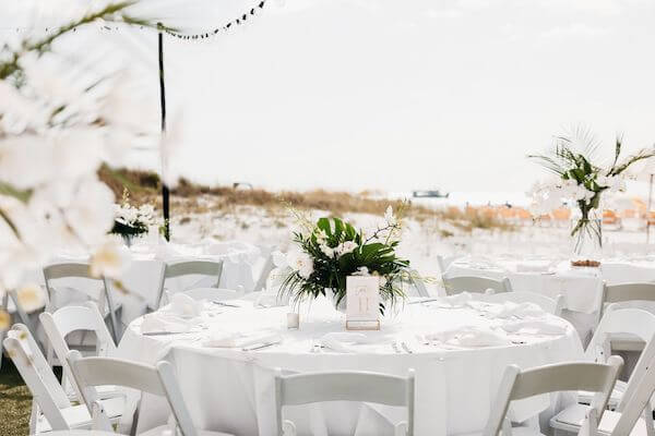 Beach wedding reception at the sand pearl resort