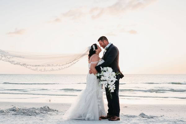 Sunset wedding photos on Clearwater Beach