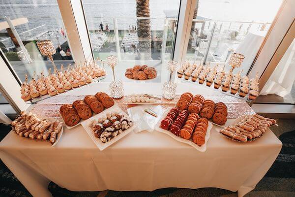 Delicious dessert bar with sweet treats and homemade Italian cookies