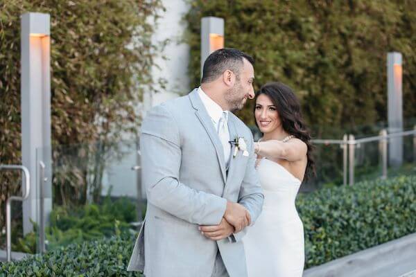 Groom turning to see his bride for their first time