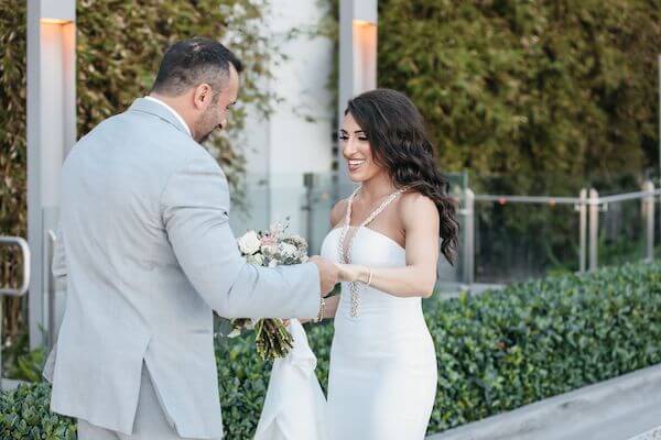 Bride and groom's first look