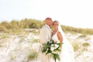 Bride and groom on Clearwater Beach