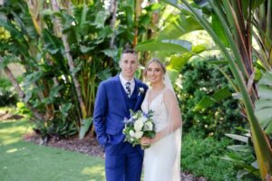 Bride and groom at the Tampa Garden Club