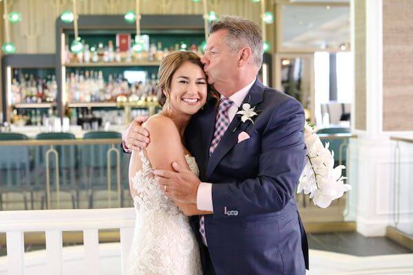 Bride having a private moment with her father 