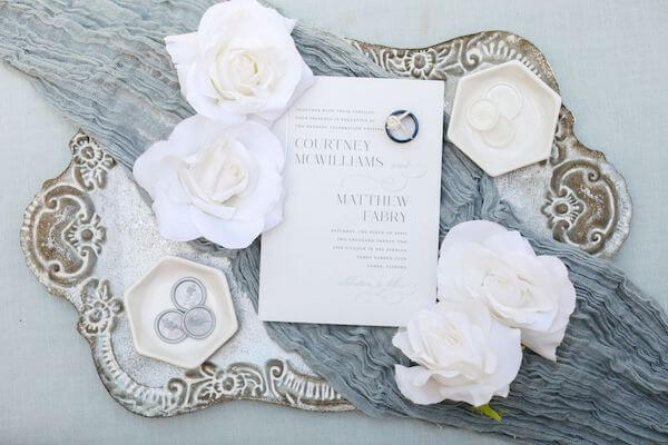 Brides wedding accessories, invitation and rings