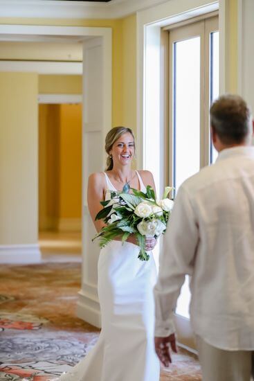 Clearwater Beach bride having a first look with her father