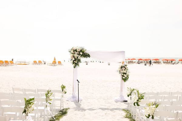 Beautiful decor for a clearwater beach wedding ceremony