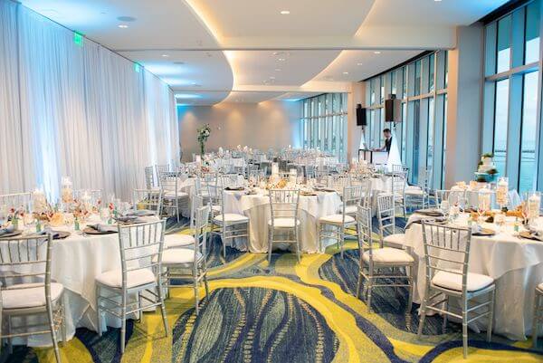 Wedding reception in the Sea Salon Ballroom of the Opal Sands Resort