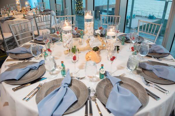 Wedding reception decor with a beach vibe