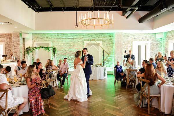 First dance at an intimate brunch wedding reception