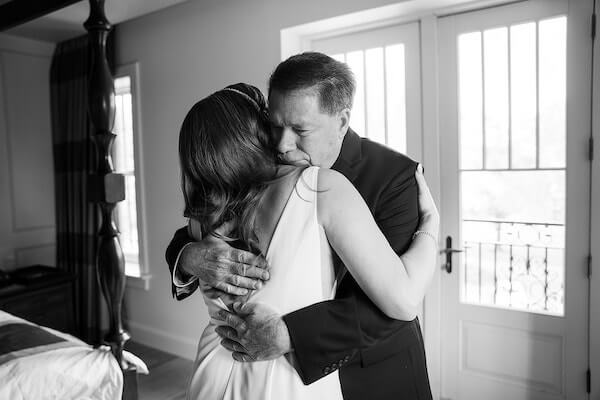 Father seeing his daughter before her wedding ceremony