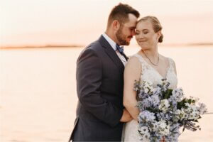 Bride and groom at sunset at TAMPA BAY Watch