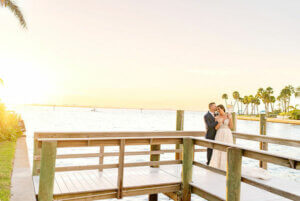 Brid mand groom on the waterfront of the Ritz Carlton Sarasota