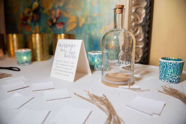 Guests left messages in the bottle for the newlyweds