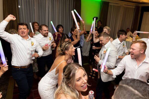 Bride and groom dating the night away at their Clearwater Beach wedding reception