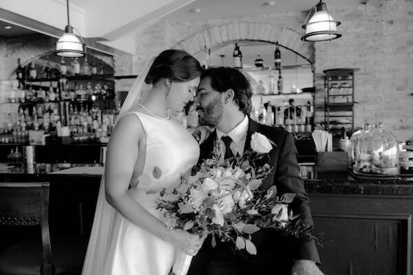 Black and white photo of Tampa bride and groom 