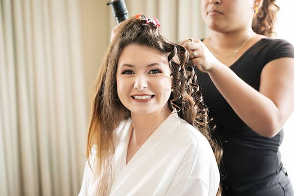 Opal Sands bride having her hair and makeup done.