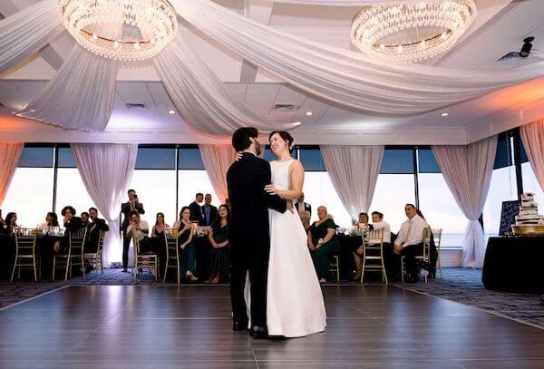 Tampa bride and groom's first dance at their Rusty Pelican wedding reception